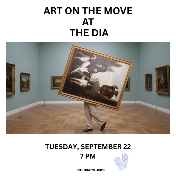 IGsq Art on the Move at the DIA 9.22.26.png Man moving painting, yext "Art on the move at the DIA"